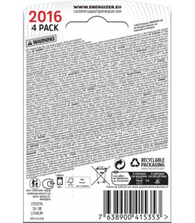 ENERGIZER BOUTON CR-2016 X4