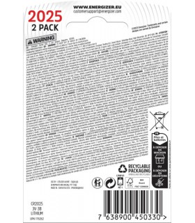 ENERGIZER BOUTON CR-2025 X2