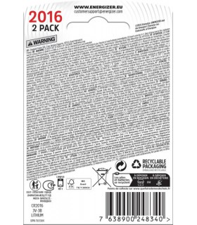 ENERGIZER BOUTON CR-2016 X2