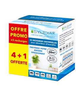 PACK PROMO x5 recharges sachets 450g pour absorbeur d'humidité "4+1 offerte"