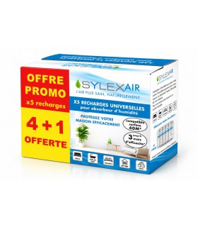 PACK PROMO x5 recharges sachets 1kg pour absorbeur d'humidité "4+1 offerte"